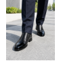 Pantofi barbati negri din piele naturala fara siret cu varf lacuit 818MODN